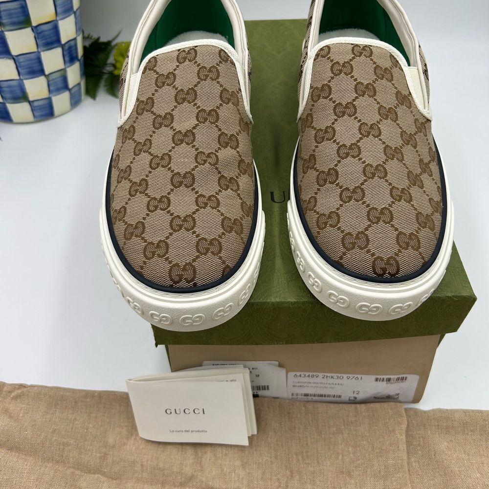 Men’s Gucci tennis 1977 low top sneakers size 12 fits 12.5 US made in Italy - Picture 2 of 8
